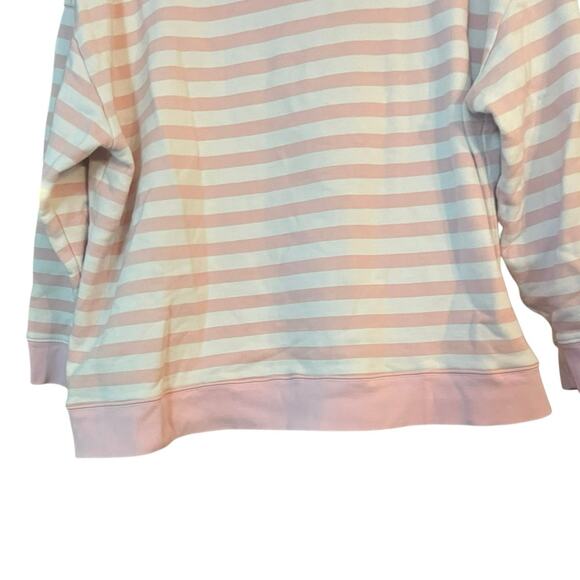 Draper James 100% Cotton Sweatshirt Pink White Stripes Oversized Comfy Leisure - Picture 3 of 9